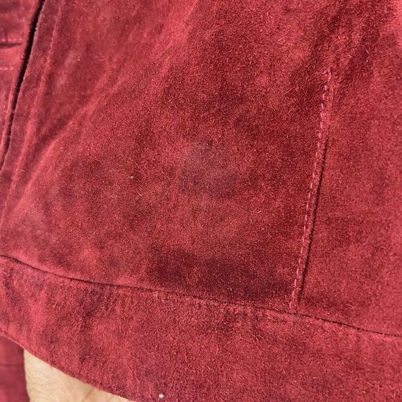 Belstaff The Aviator Suede Jacket Womens Genuine Leather Burgundy Mesh Detail 42 - Picture 8 of 12